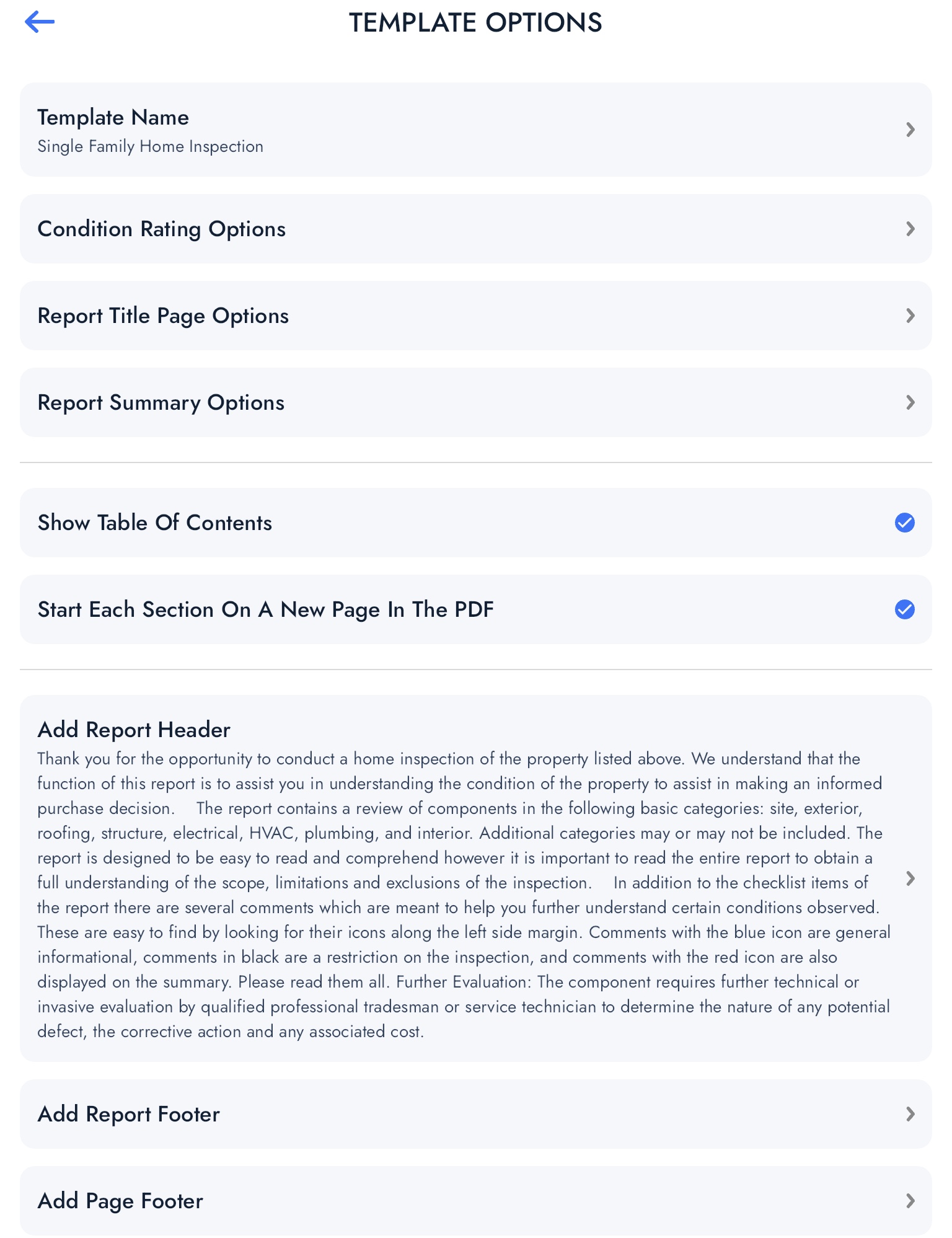 Scope Inspect Inspection Template Options