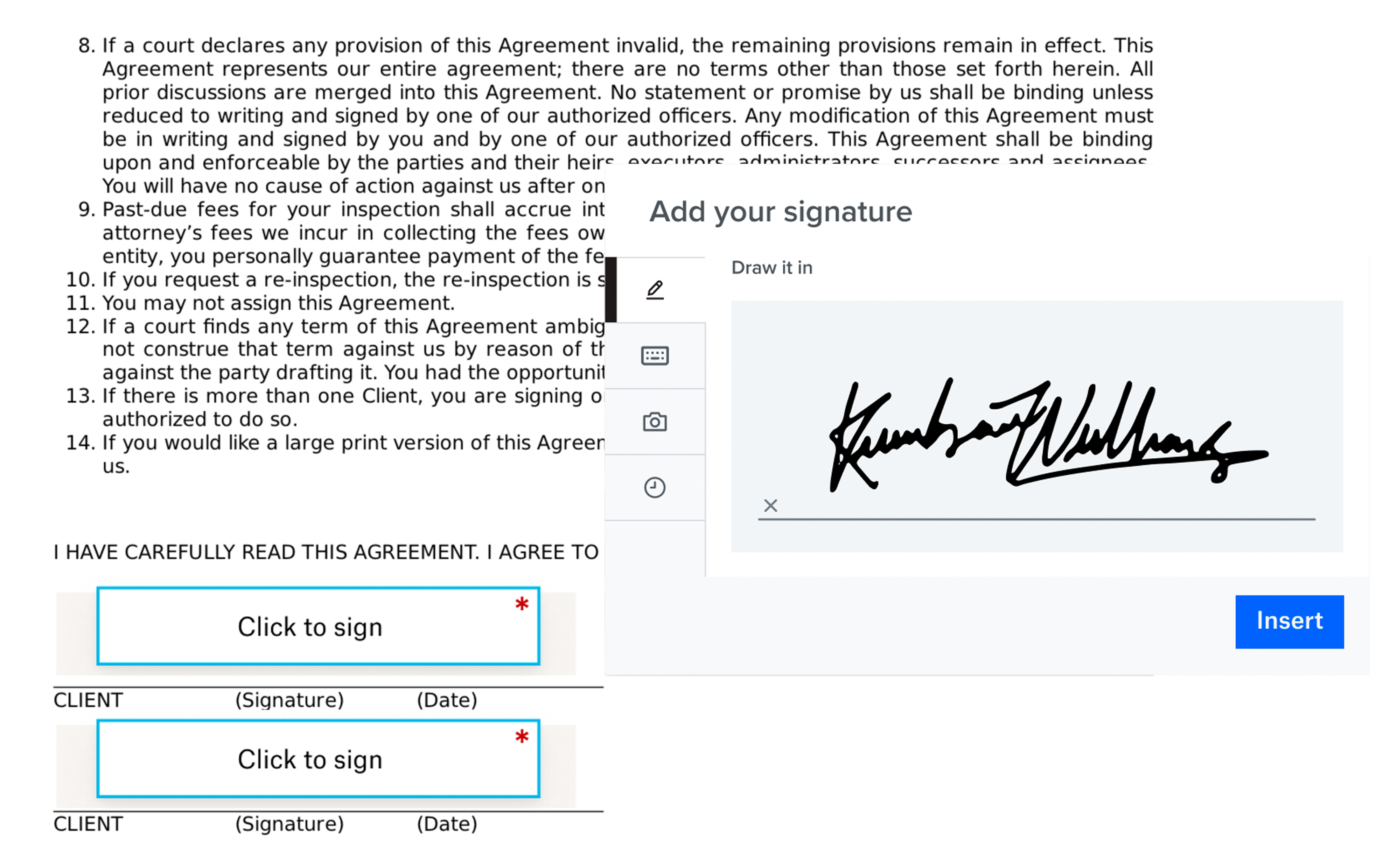 Scope Inspect Pre Inspection Agreement Digital Signature